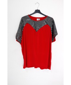 Maglia rossa con paillettes argento