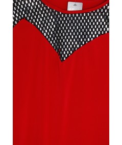 Maglia rossa con paillettes argento