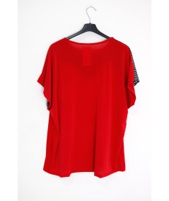 Maglia rossa con paillettes argento