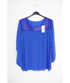 Blusa plissettata con paillettes